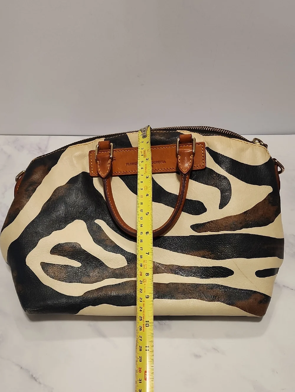 Dooney & Bourke Florentine Vacchetta Vintage Zebra Print Leather  Purse